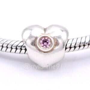 Authentic Pandora Heart with Pink Zirconia Charm